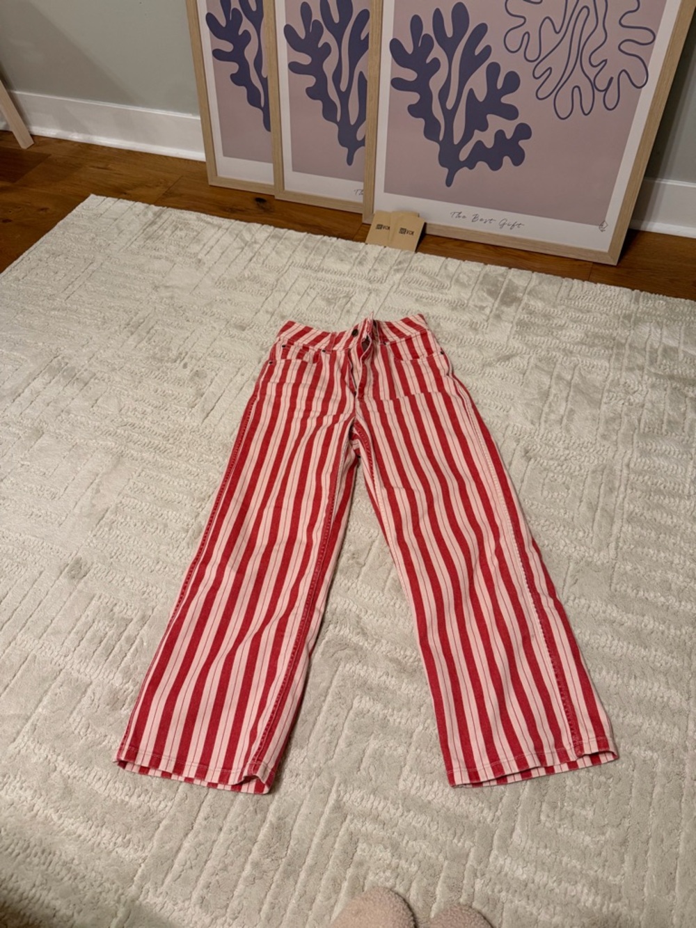 Sezane Le Crop Cream and Terra Cotta Stripes Pants